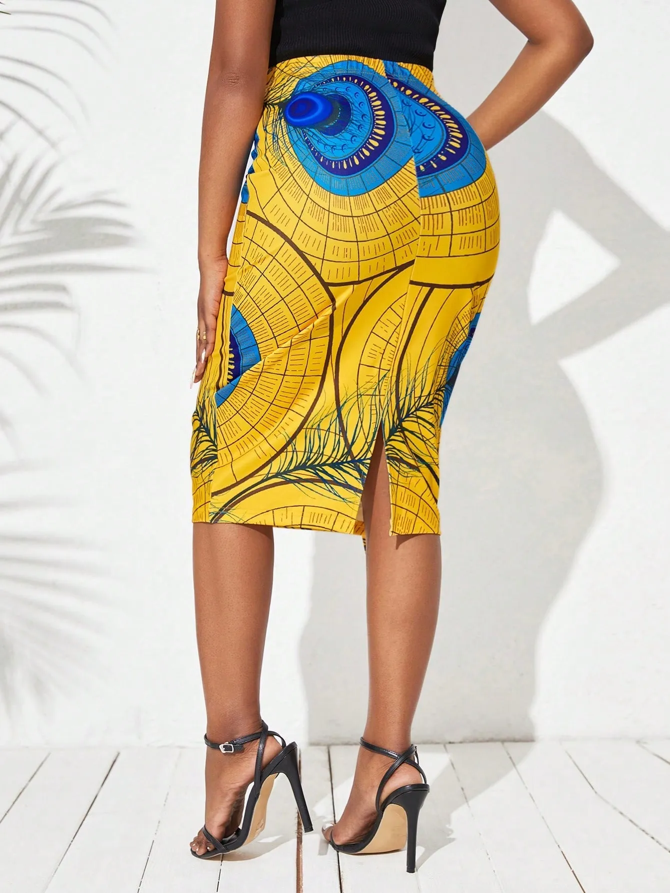 Full Print Asymmetric Hem Skirt