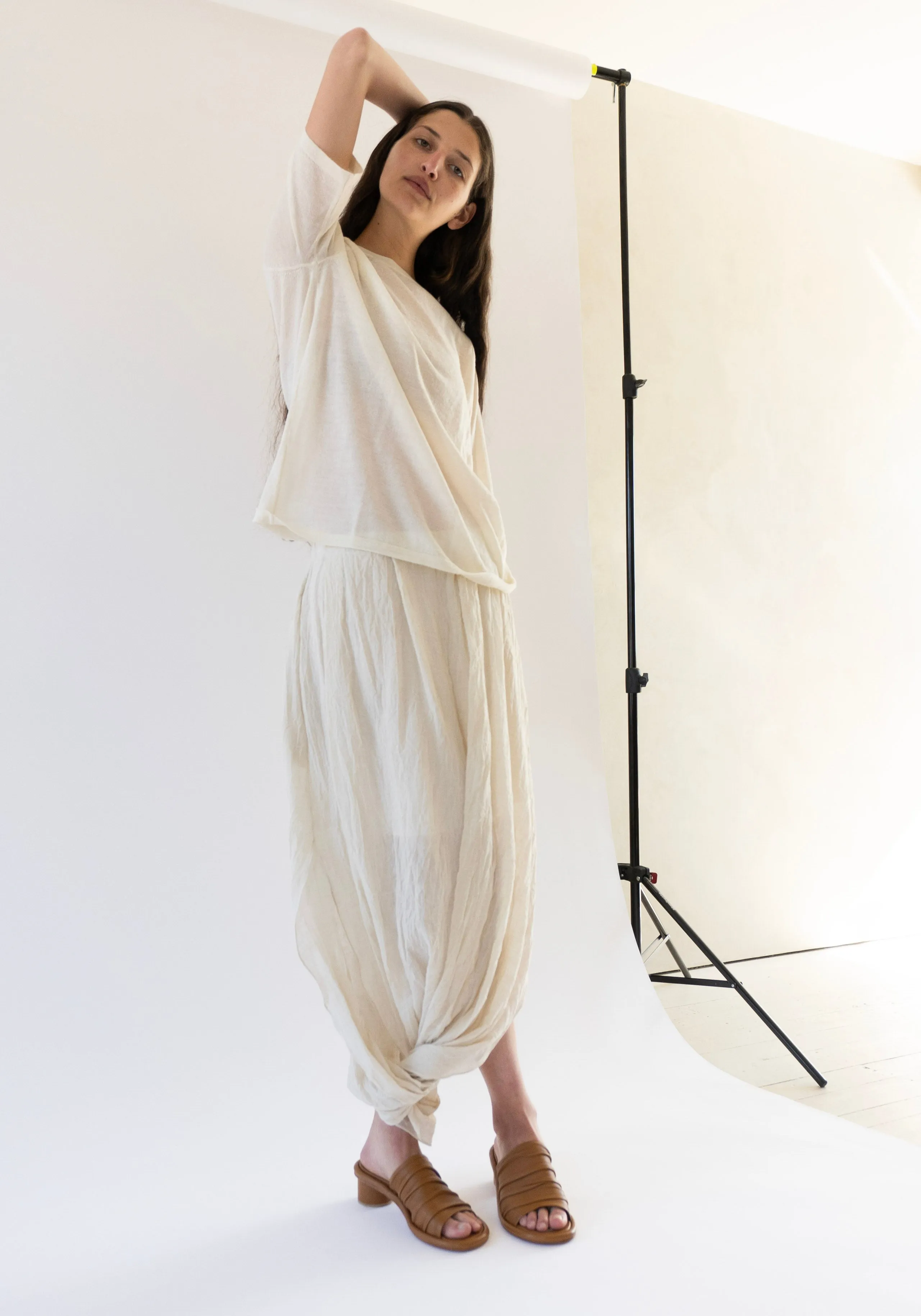 Gauze Twist Skirt in Muslin