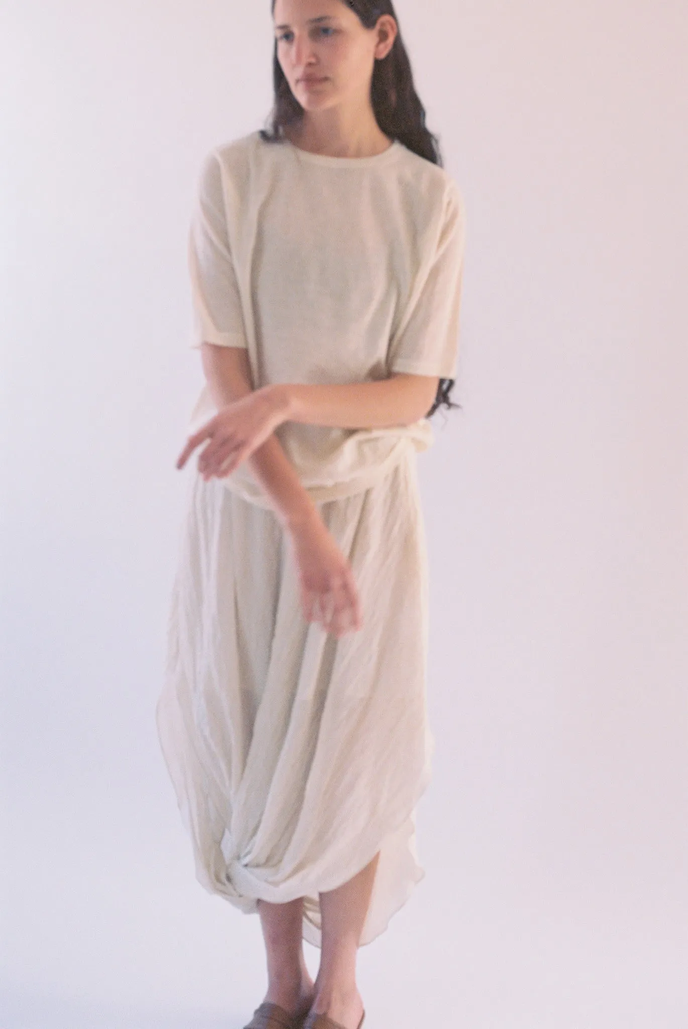 Gauze Twist Skirt in Muslin