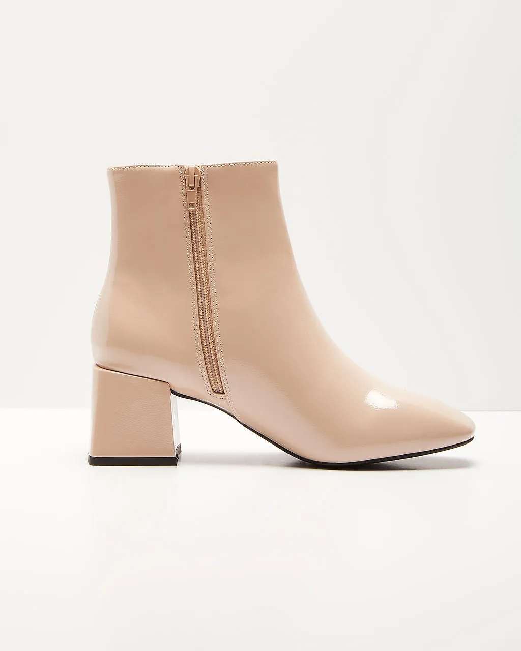 Kelce Patent Faux Leather Ankle Booties