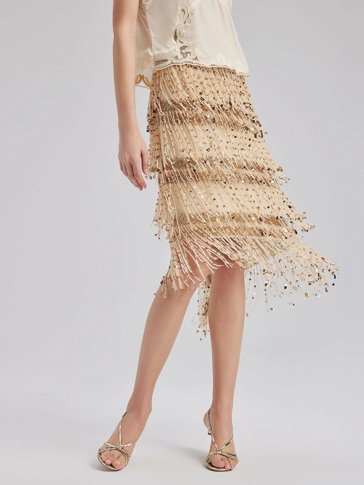 Luxe Sequined Tassel Bodycon Skirt