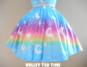 Magical Fairy Time (Rainbow Sunny Day) Mini Skater Skirt