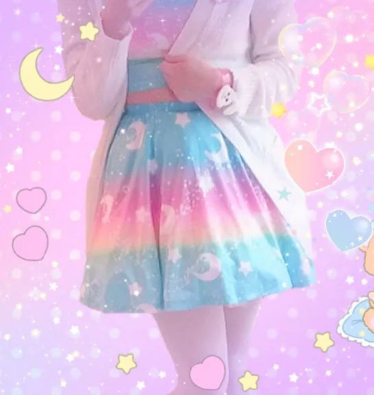 Magical Fairy Time (Rainbow Sunny Day) Mini Skater Skirt