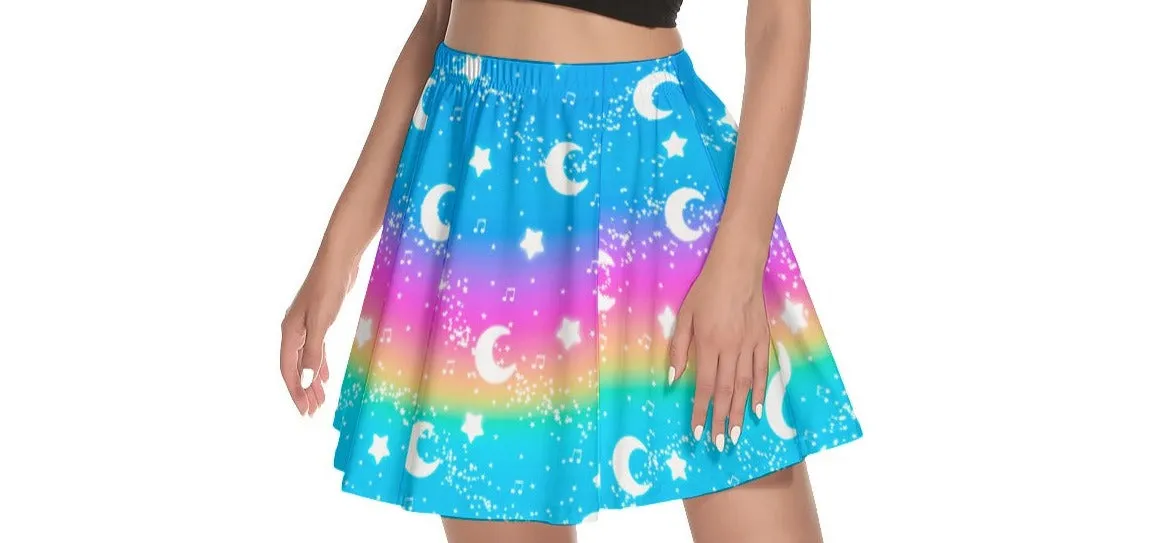 Magical Fairy Time (Rainbow Sunny Day) Mini Skater Skirt