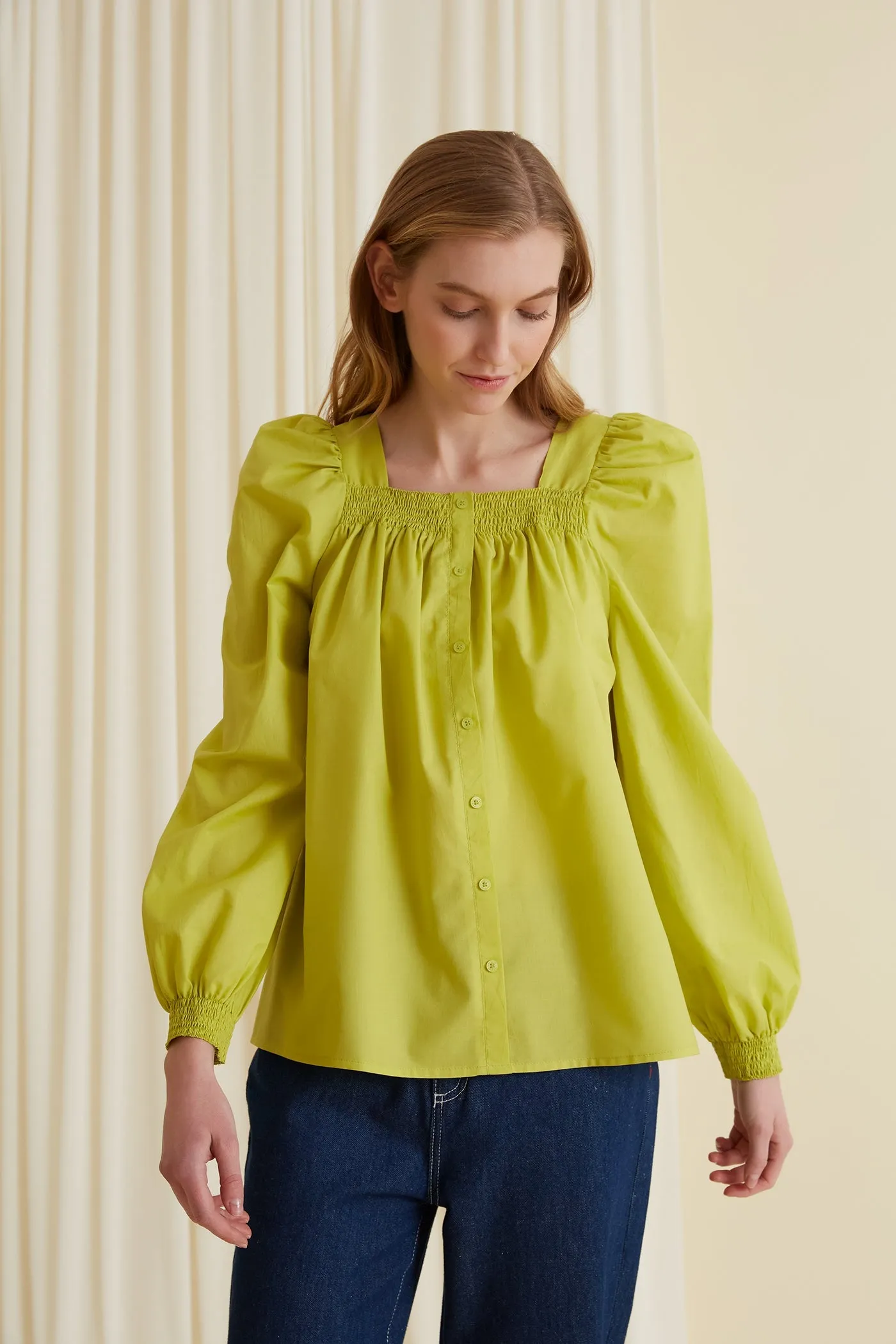 Mazie Ruched Blouse Pistachio