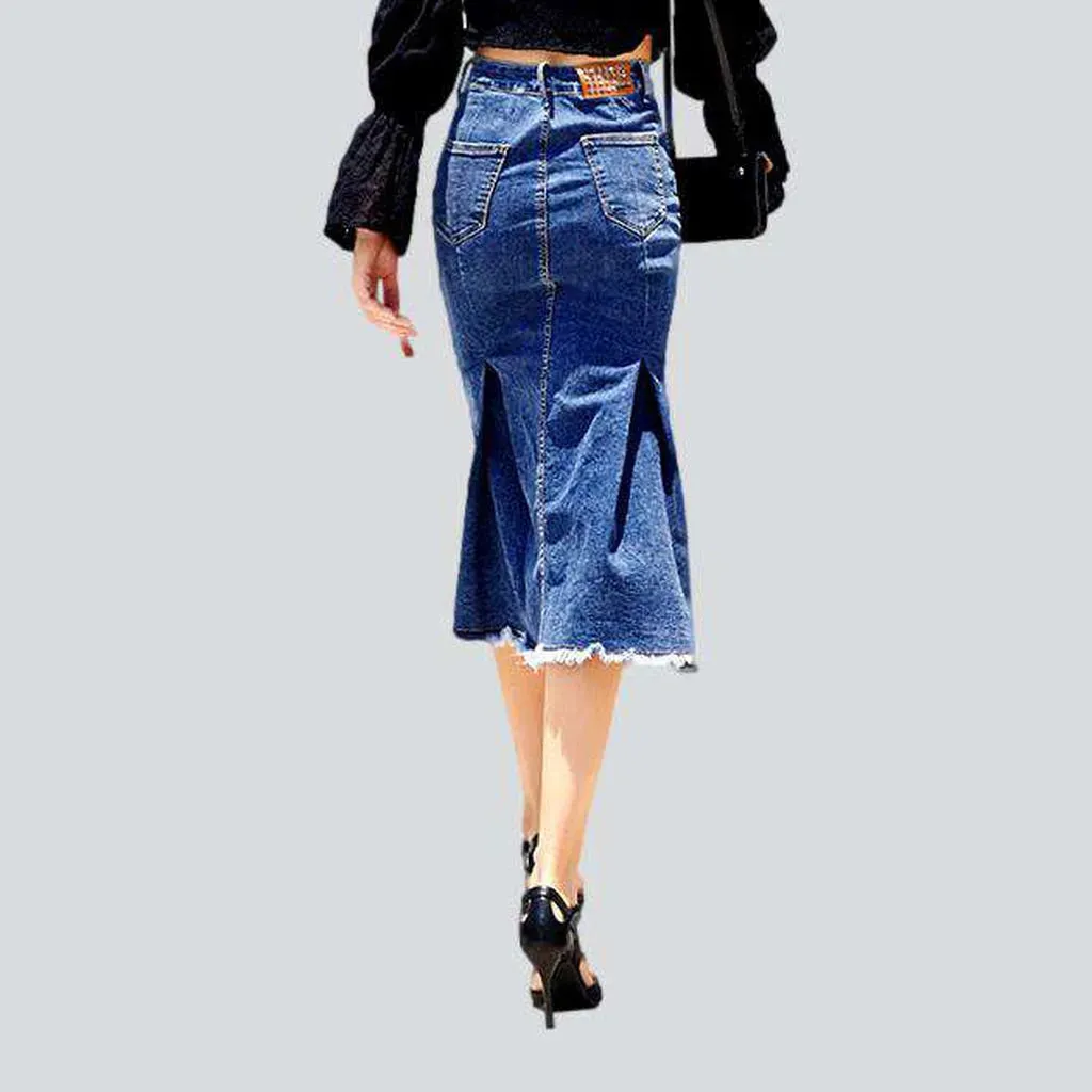 Mermaid slit denim skirt