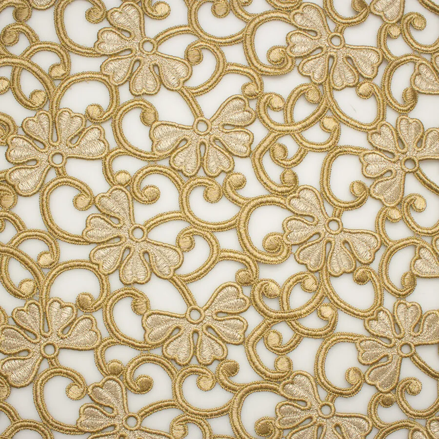 Muted Gold Floral Guipure Lace