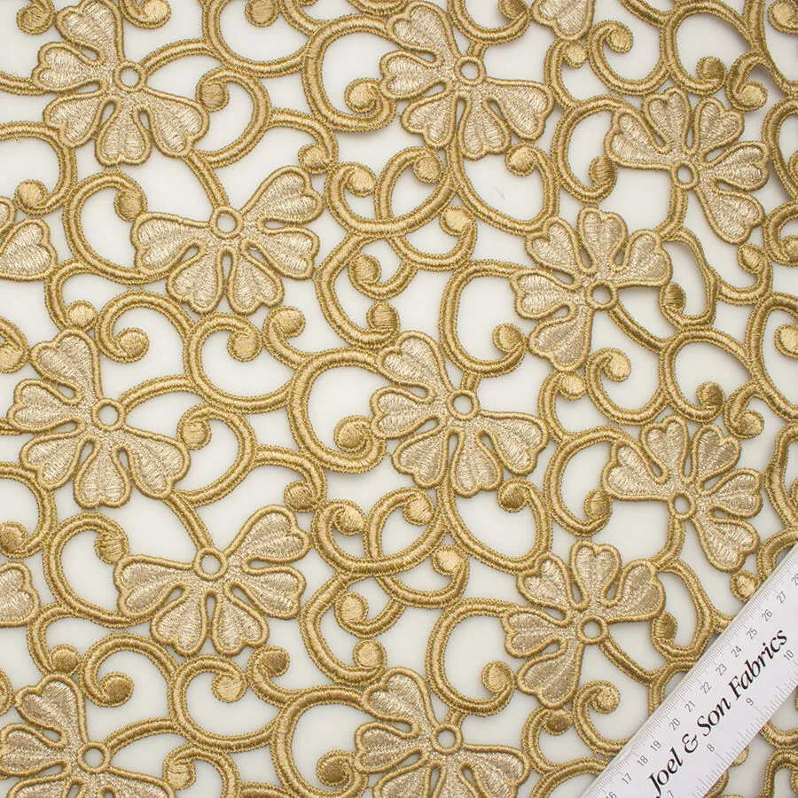 Muted Gold Floral Guipure Lace