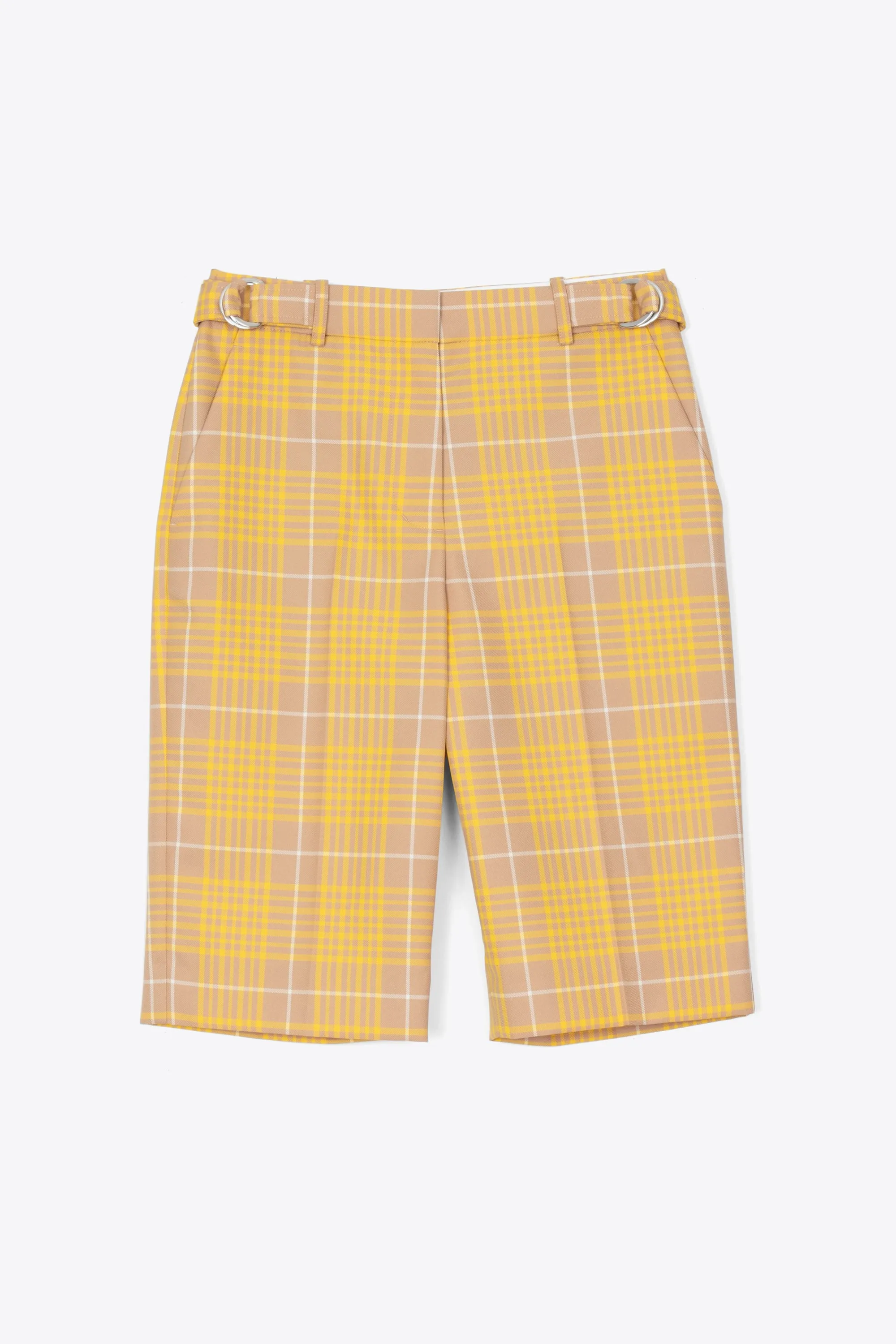 Plaid Jacquard Belted Walking Shorts