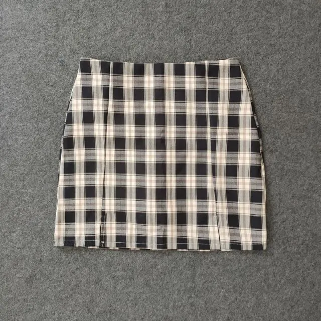 Plaid Pencil Skirts Women's High Waist Mini Skirts Lining With Shorts