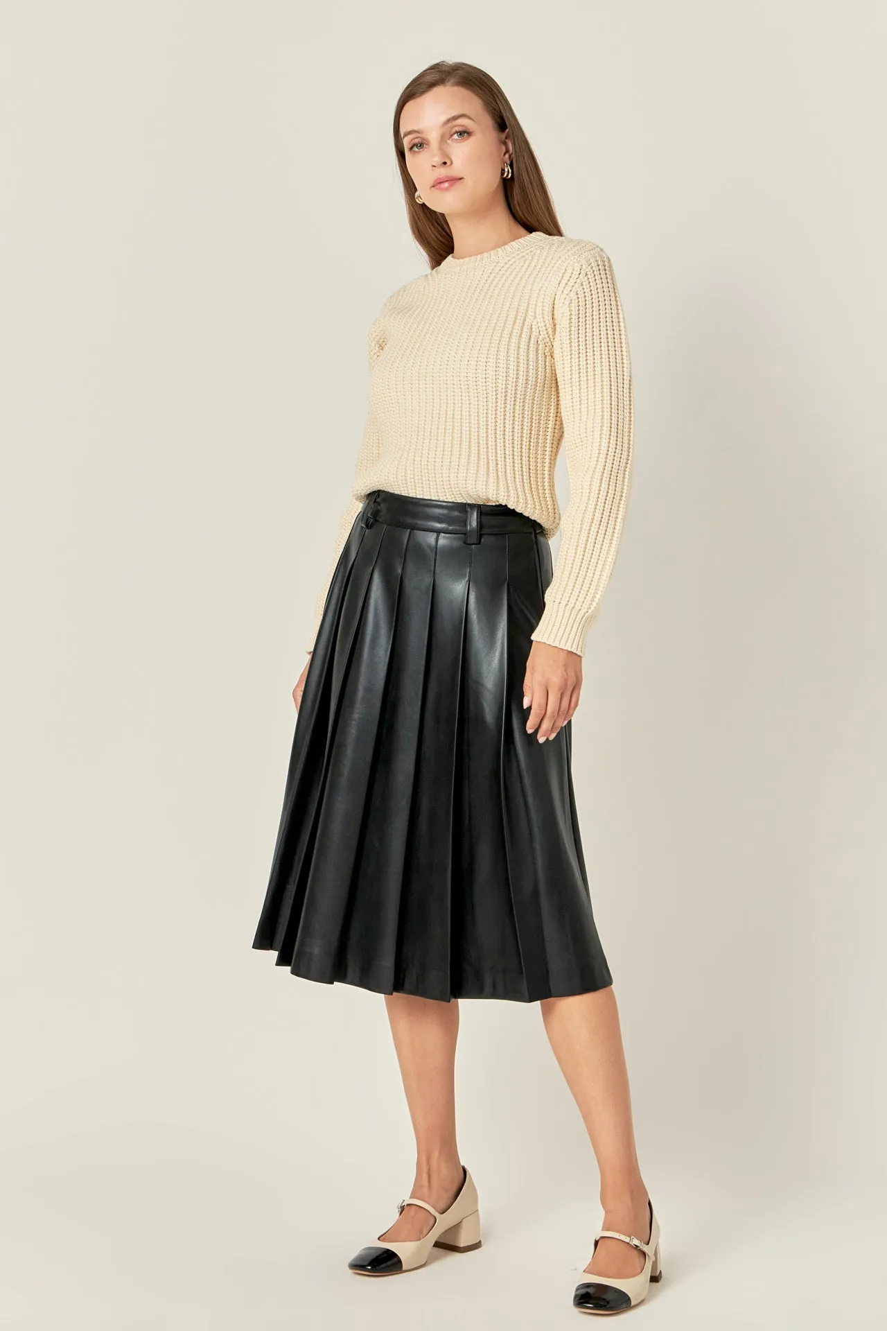 Pleated Midi Skirt