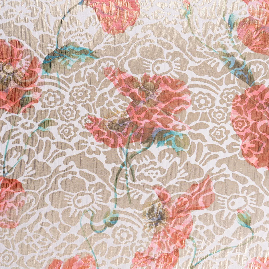 Poppy Printed Silk Metallic Jacquard