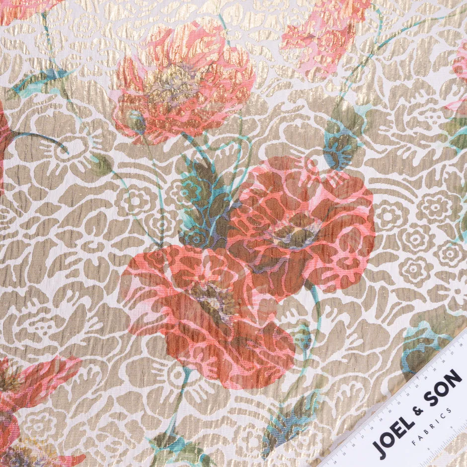 Poppy Printed Silk Metallic Jacquard