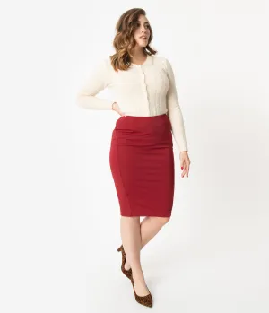 Red High Waist Wiggle Skirt