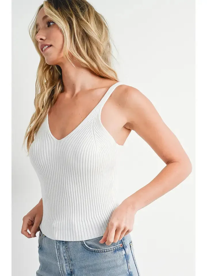 Ribbed Knit V-Neck Cami