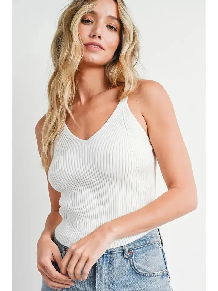 Ribbed Knit V-Neck Cami