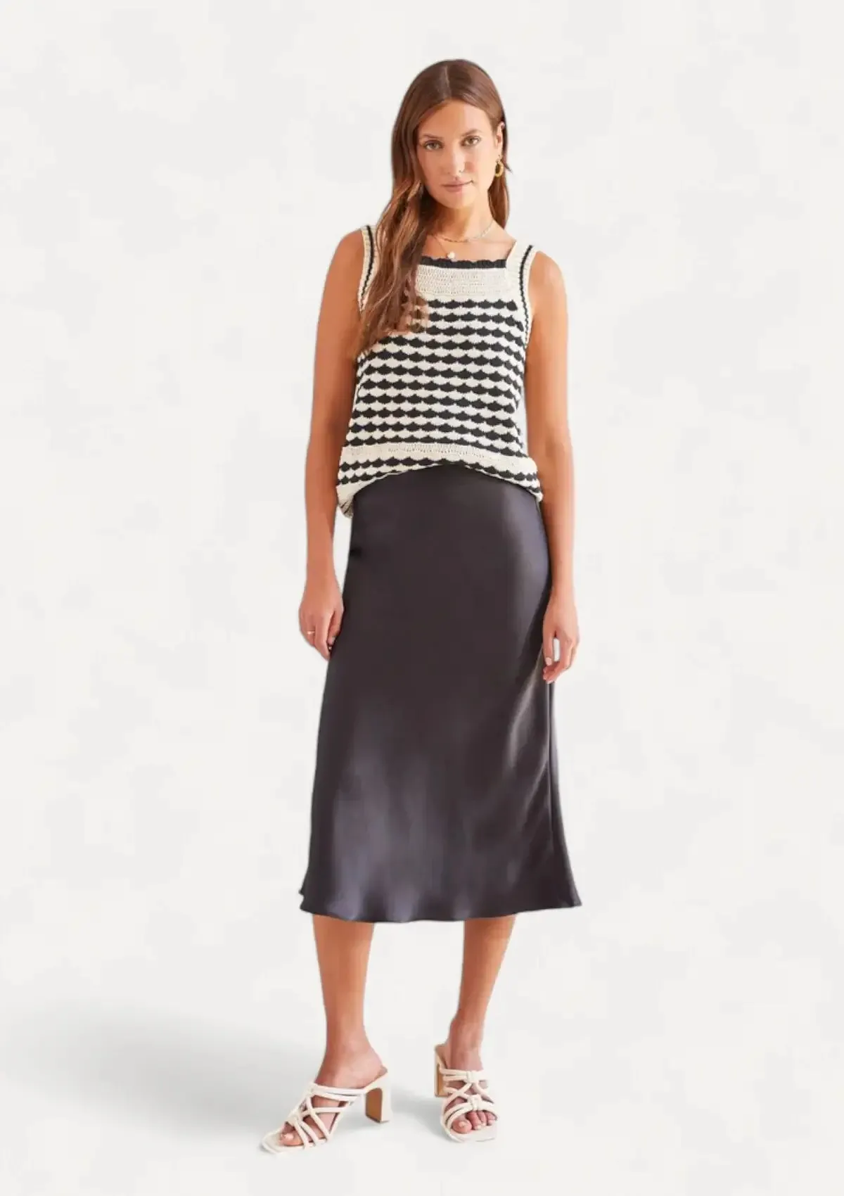 Sage Pull-On Midi Skirt - Black