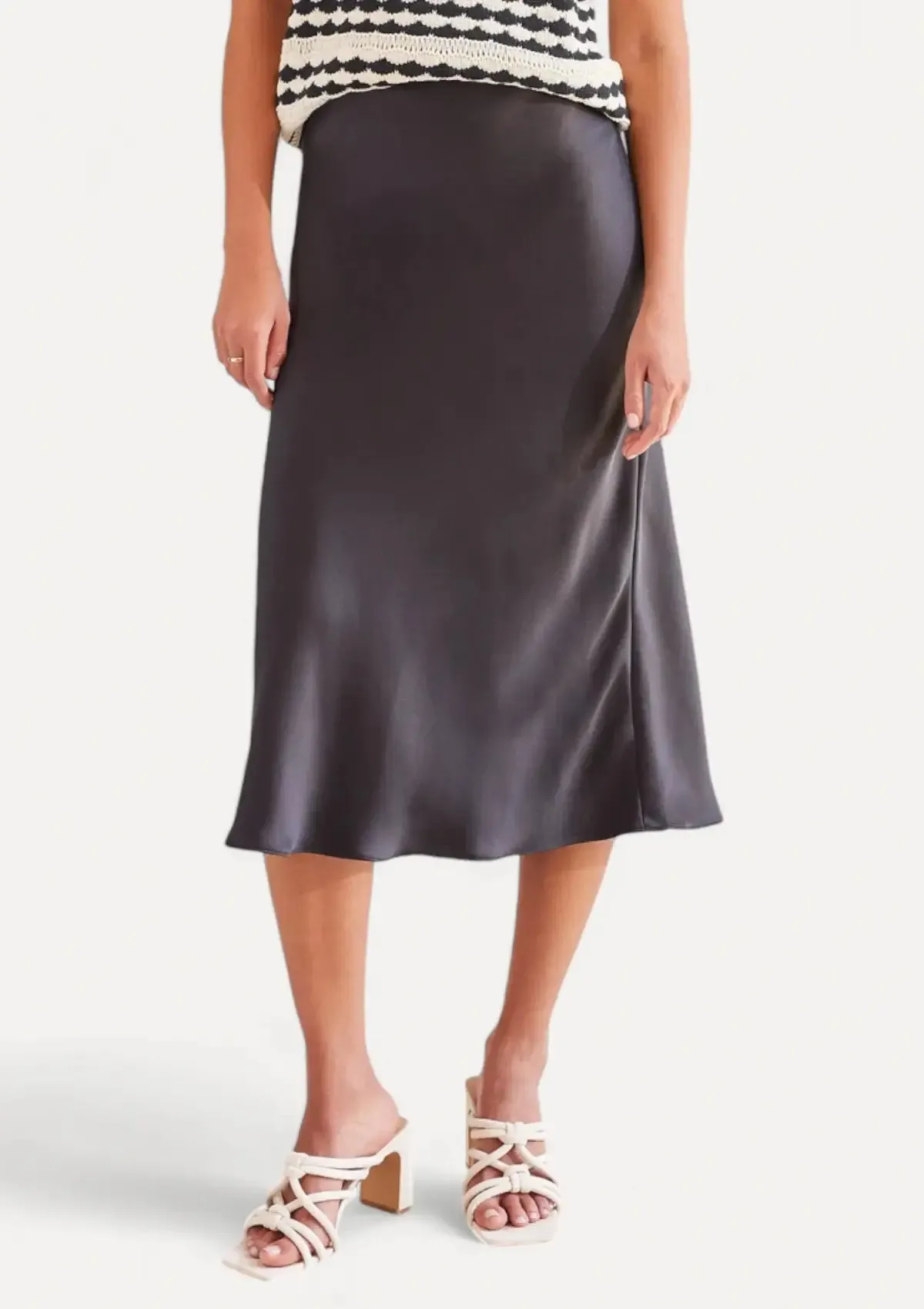 Sage Pull-On Midi Skirt - Black