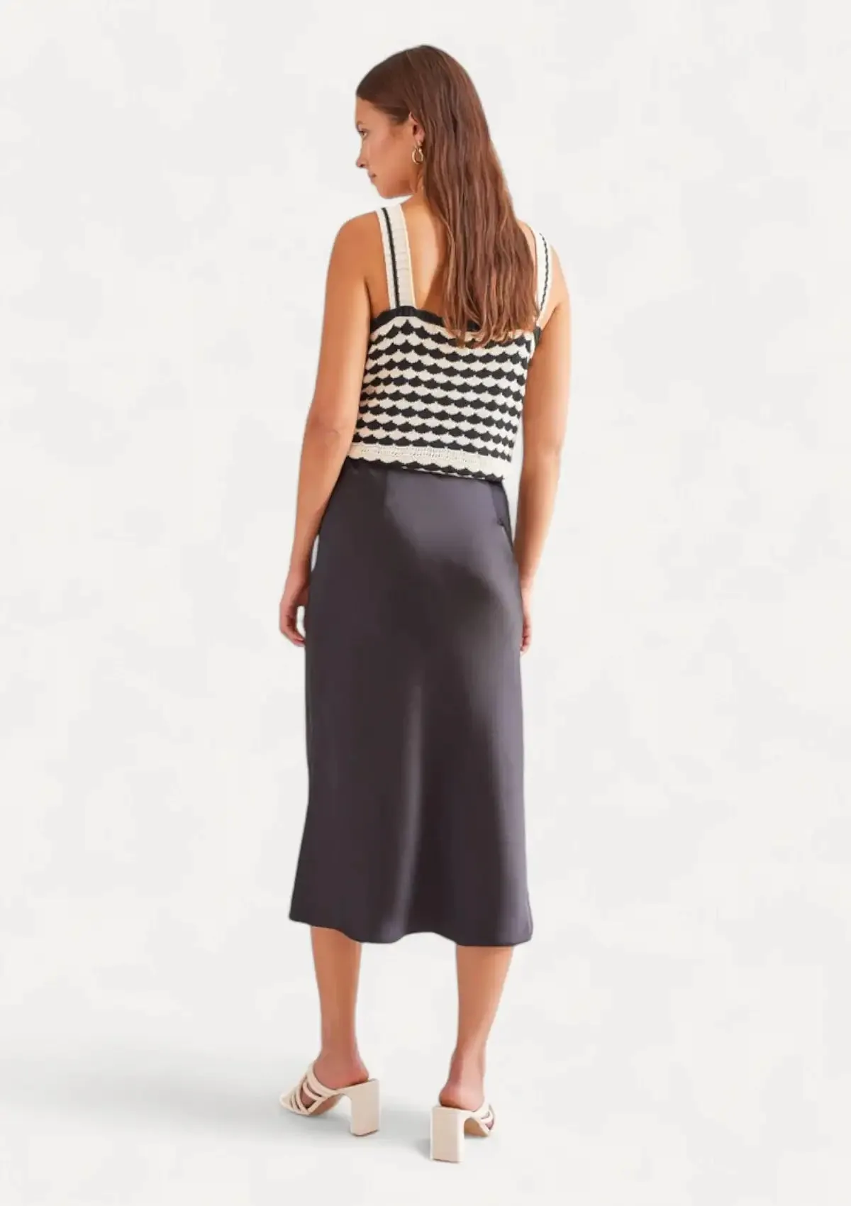 Sage Pull-On Midi Skirt - Black