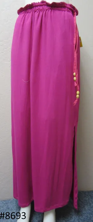 Skirt 6928693 Pink Cotton Jersey Straight Long Trendy Skirt