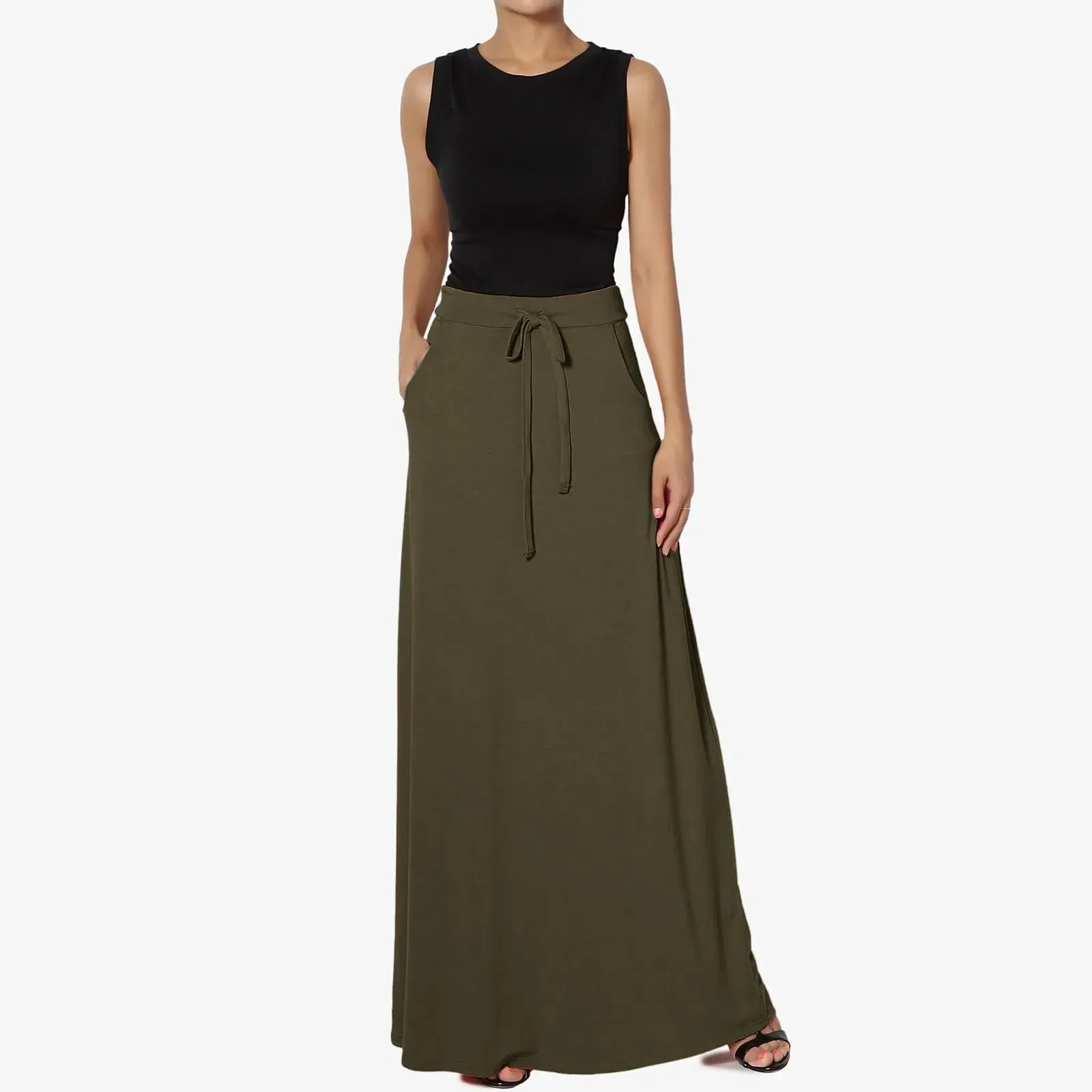 Solid Fashion Loose Drawstring Oversized Floor-length Elegant Skirt