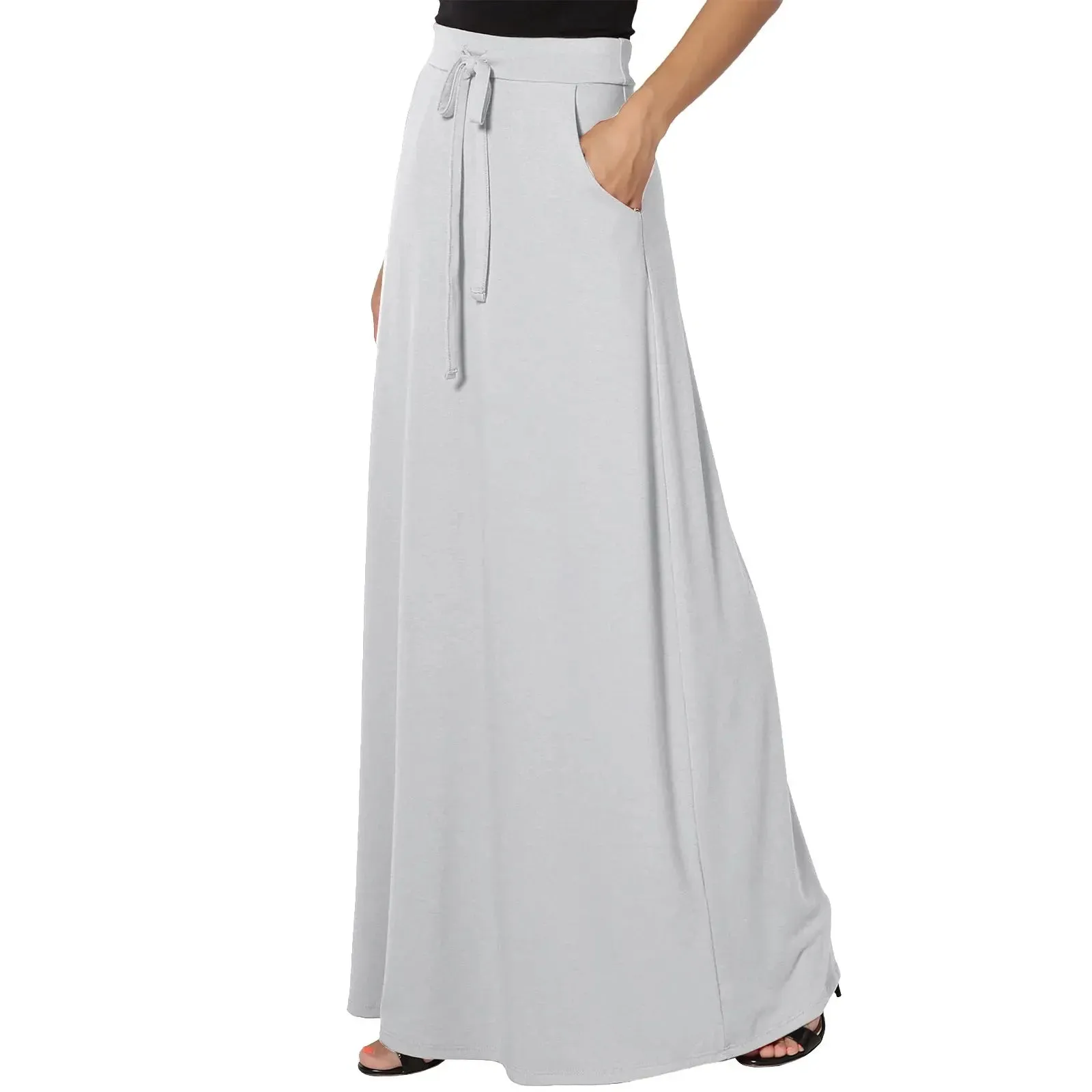 Solid Fashion Loose Drawstring Oversized Floor-length Elegant Skirt