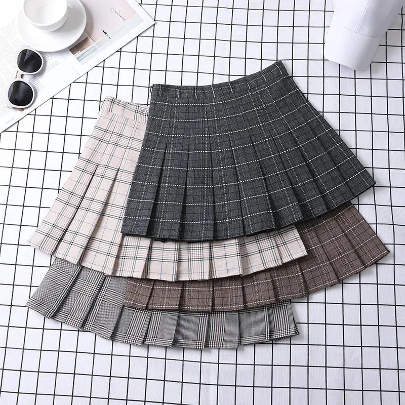 Summer Skirt For Women 2023 Korean Style Clothes Preppy Girls Chic And Elegant  Aesthetic Female A Line Mini Plaid Pleated Skirt