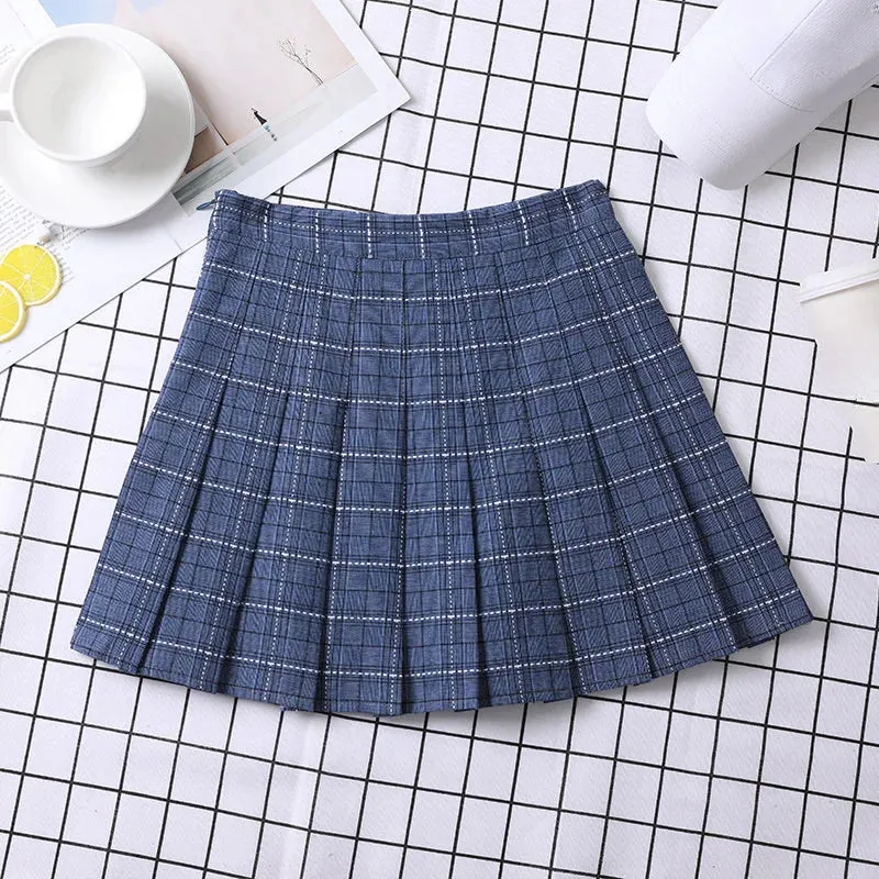 Summer Skirt For Women 2023 Korean Style Clothes Preppy Girls Chic And Elegant  Aesthetic Female A Line Mini Plaid Pleated Skirt