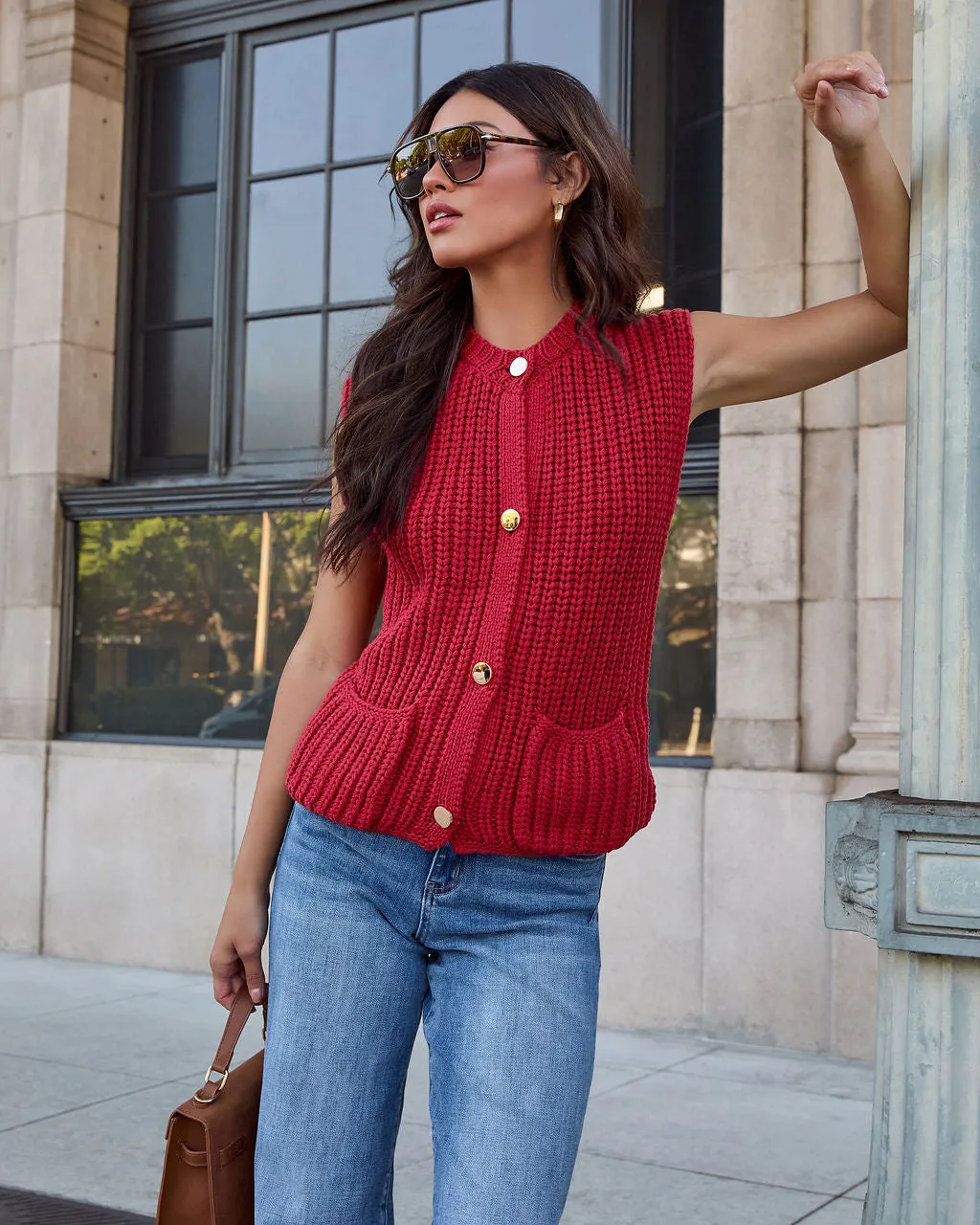 Sweet Gather Knit Button Down Sweater Vest