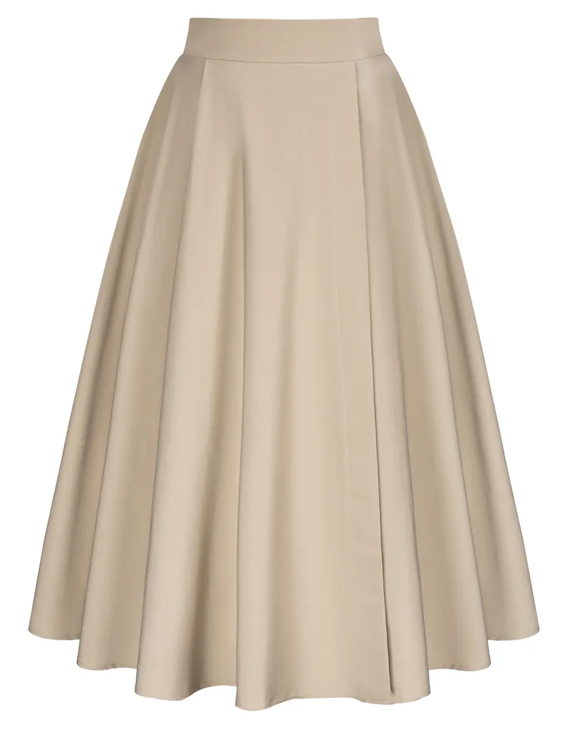 Vintage Skirts with Side Slit High Waisted Midi A-Line Flowy Skirts with Pockets