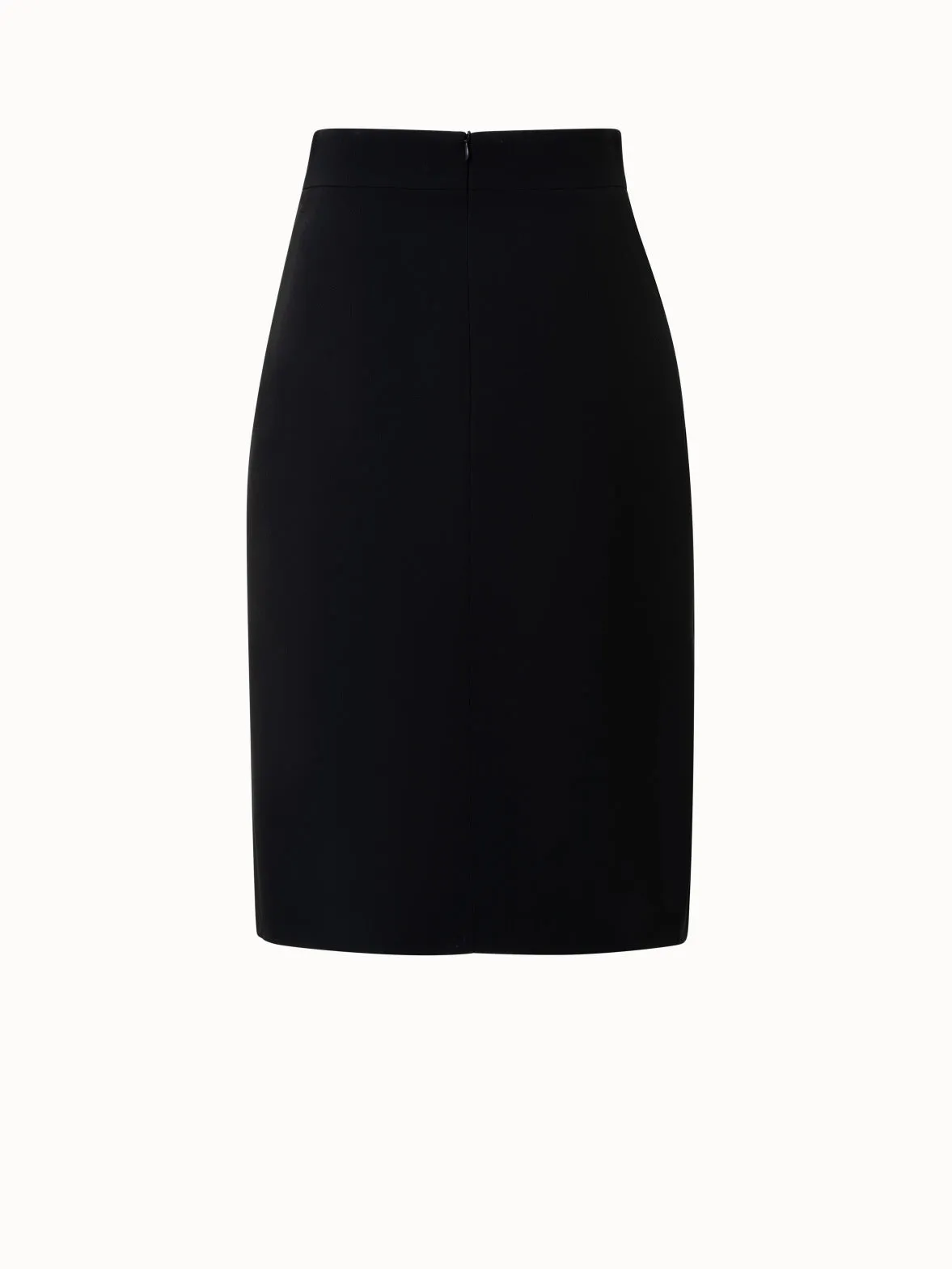 Wool Double-Face Wrap Effect Pencil Skirt