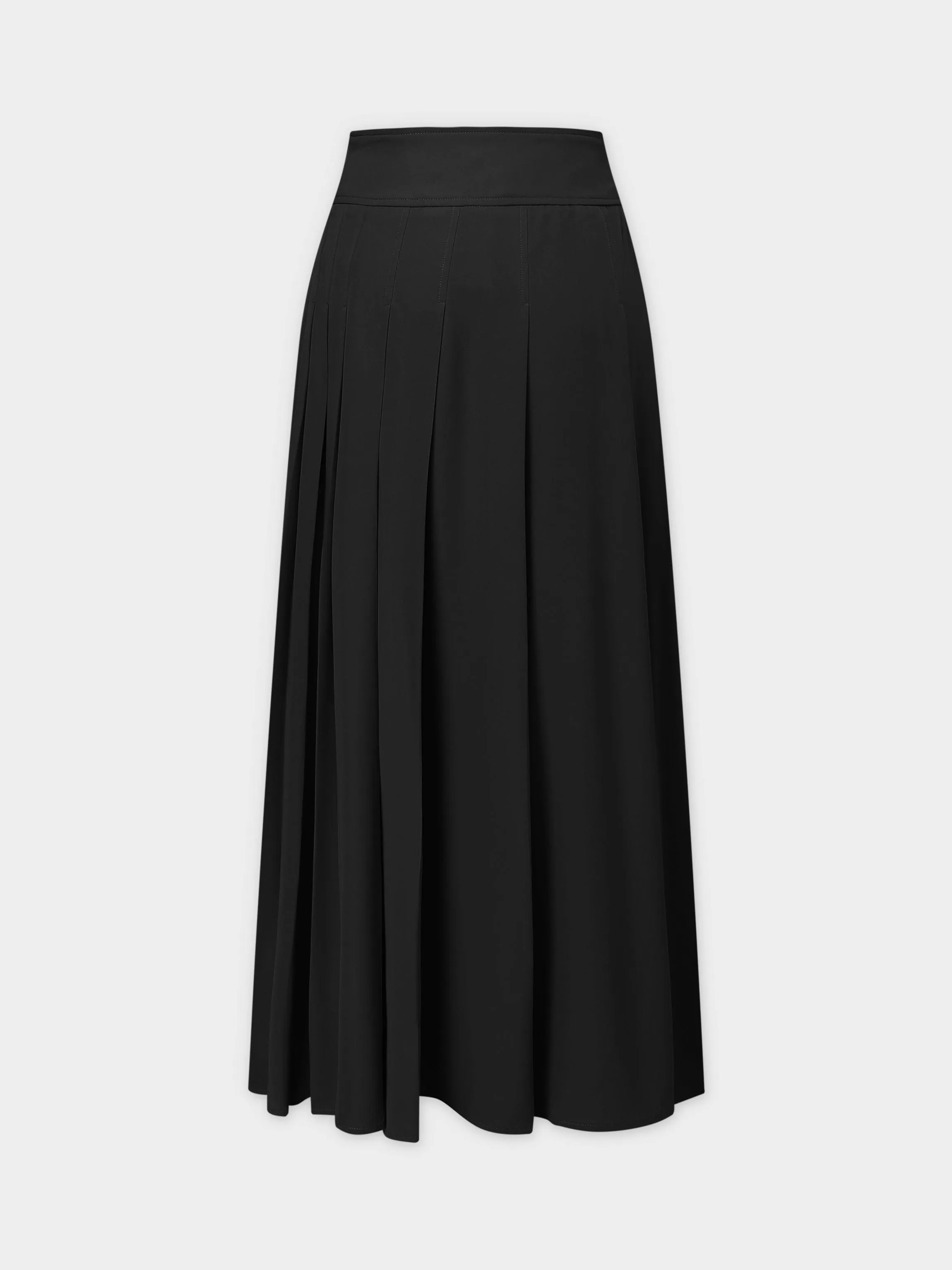 Yolk Pleated Skirt 37"-Black